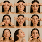Femme pratiquant 9 exercices de yoga du visage pour raffermir la peau