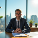 Mutuelle loi madelin professionnel de santé : un expert souriant dans son cabinet lumineux.